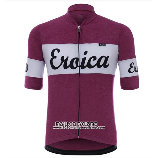 2018 Maillot Ciclismo Eroica Vino Fonce Rouge Manches Courtes et Cuissard